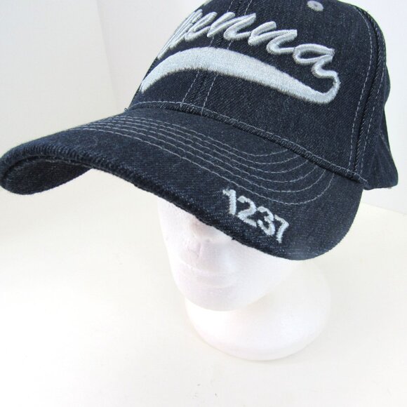 Vienna 1237 Embroidered Logo Men's Blue Jean Look Adjustable Strap Back Cap Hat - Picture 2 of 10